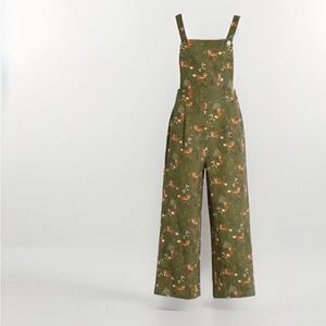 ModCloth X Princess Highway Fox Bob  Overalls Jumpsuit Size 12 Green Cottagecore